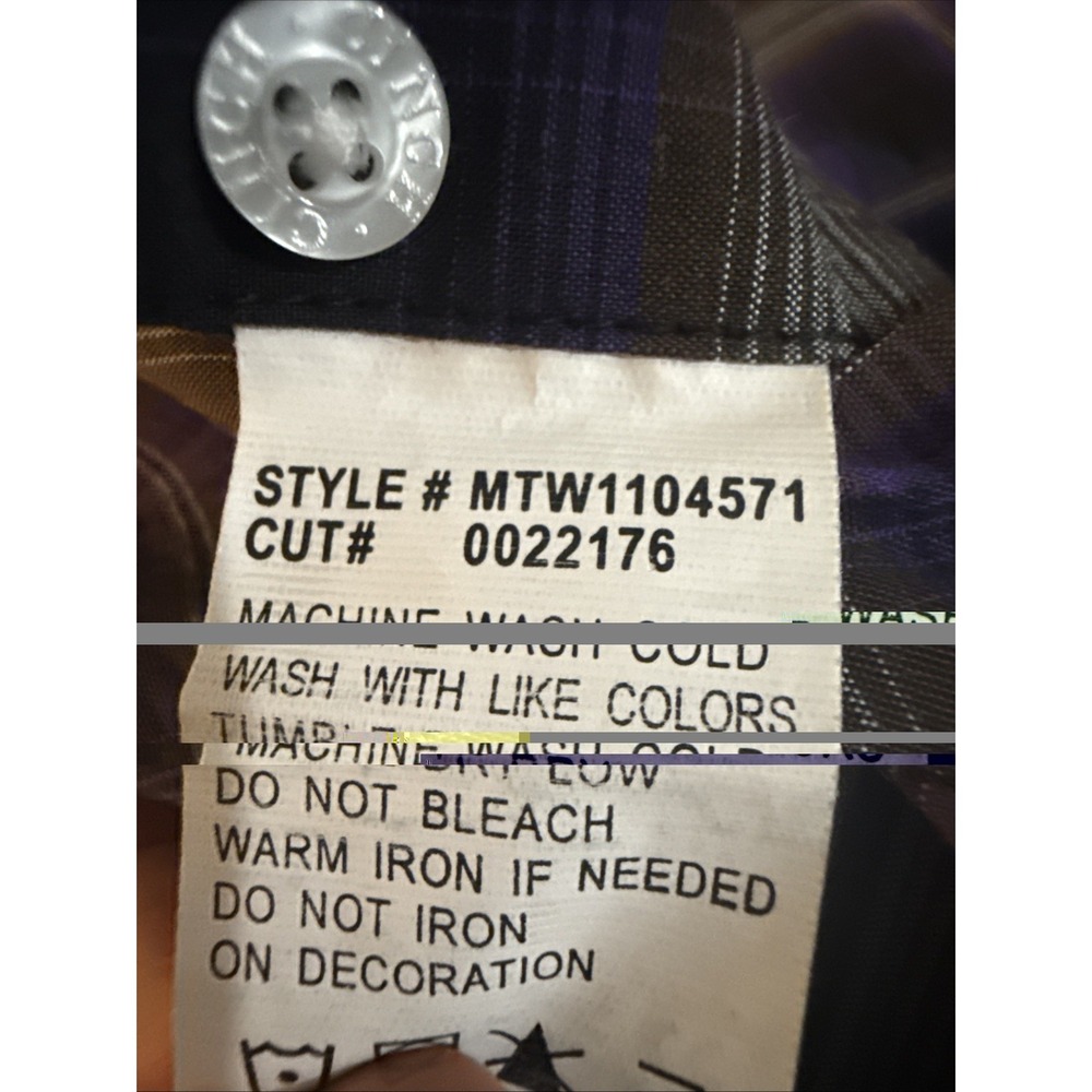 Cinch Shirt Men's M Purple Black Plaid Button Up Long Sleeve Western Cowboy - Picture 5 of 12
